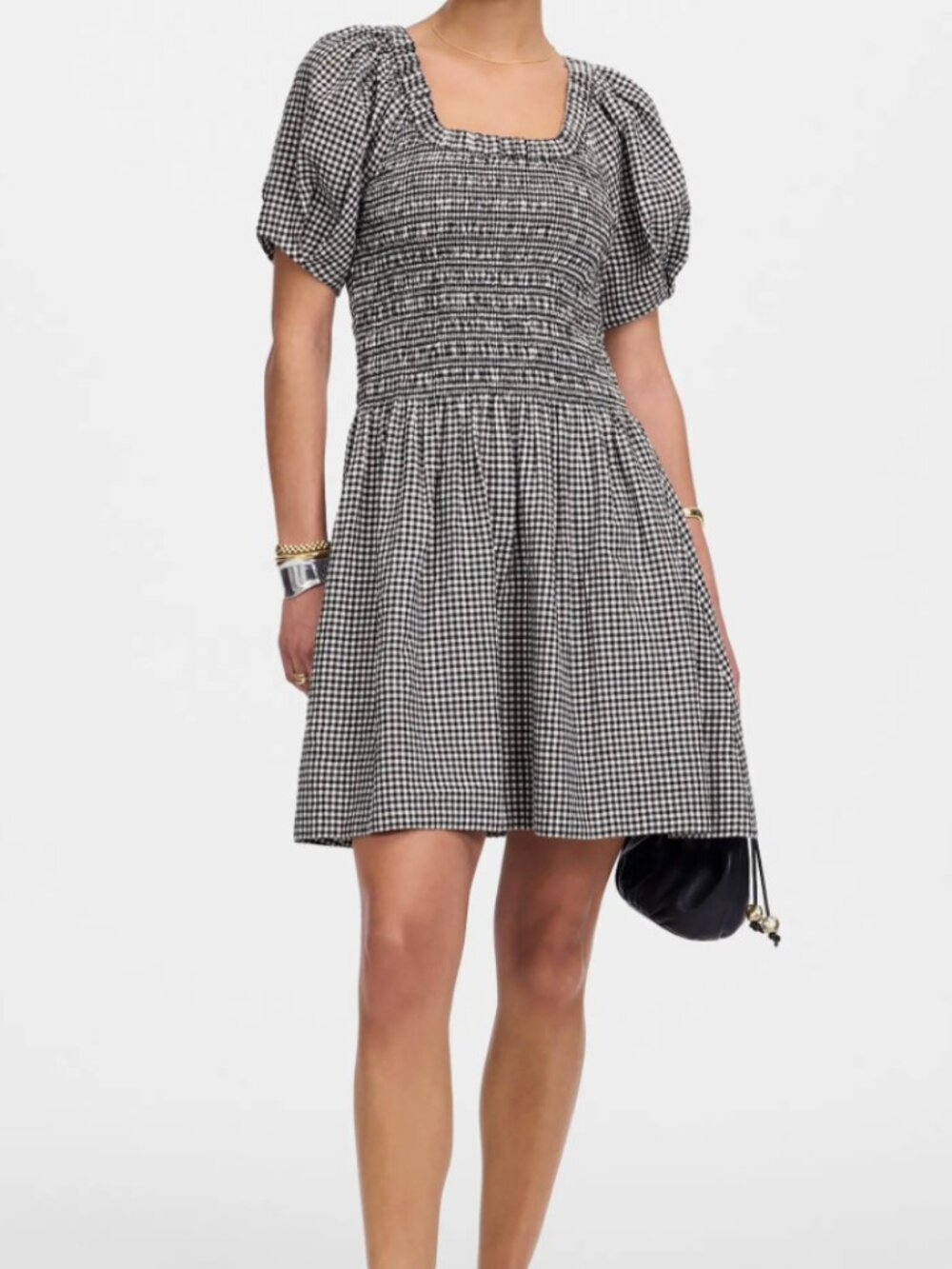 Madewell Gingham Smocked Linen Blend Mini Sundress XL